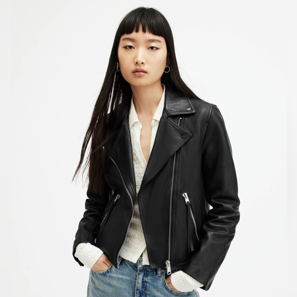 ALLSAINTS Dalby Black Leather Biker Jacket